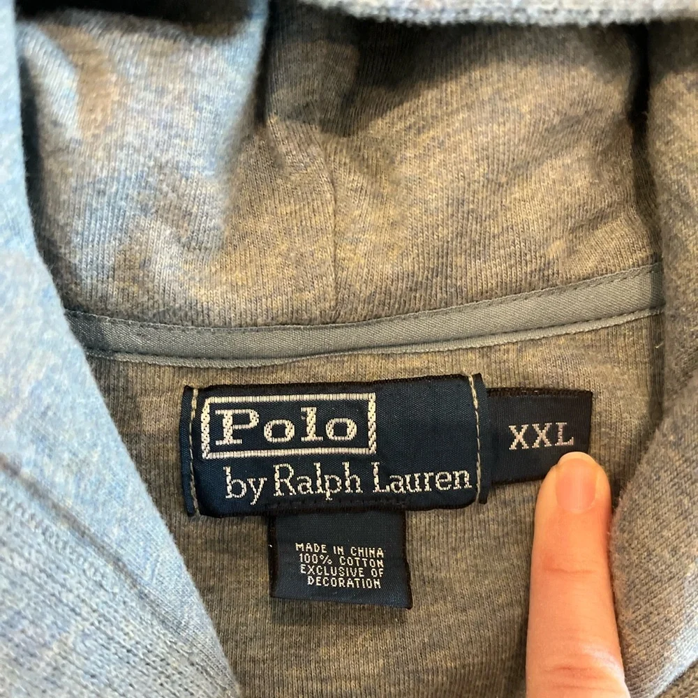 Polo Ralph Lauren Vintage Men’s Full Zip Hooded Jacket Heathered Sky Blue XXL